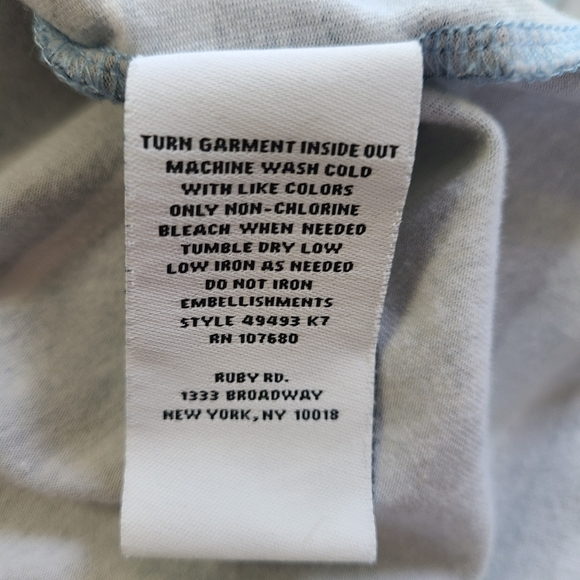 (429) Ruby Rd.  Woman's Casual 3/4 Sleeve Blouse, Size: Medium Color: Blue - Picture 8 of 14